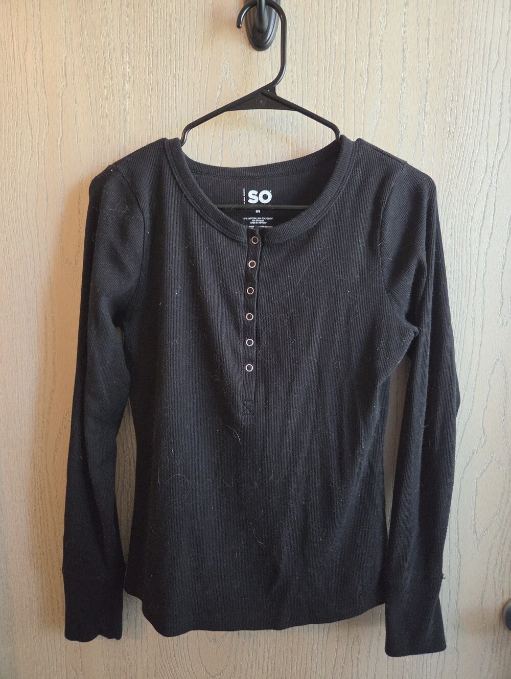 SO Black Henley Long Sleeve